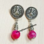 pink agate gemstone ganesha ethnic handmade earrings