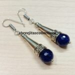 blue agate gemstone handmade dangler earrings