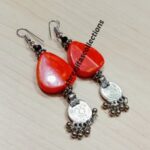 oxidised coin handmade tribal resin earrings