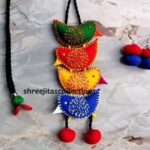 multicolor fabric bird handmade necklace set