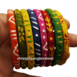 multicolour hand painted fabric bangles combo