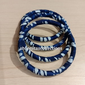 indigo fabric handmade bangles set of 4