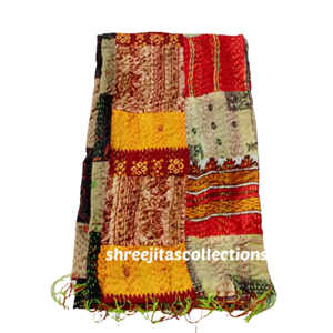Bengal kantha stitch reversible silk stole 06