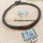 tribal silver handcrafted choker necklace set 02