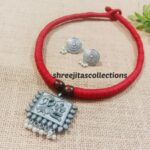 tribal silver handmade choker necklace set 01