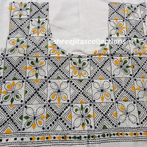 kantha stitch cotton blouse piece