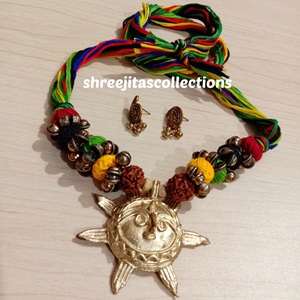 dokra sun multicolour tribal necklace set