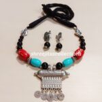 silver tribal multicoloured handmade necklace