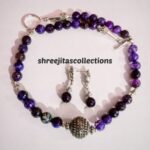 purple agate semi precious gemstone handmade necklace set