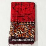 red batik kantha cotton blouse piece