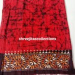 red batik kantha cotton blouse piece