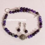purple agate semi precious gemstone handmade necklace set