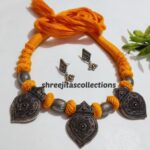 Silver Oxidised yellow Thread Daily Wear Handmade Necklace Set