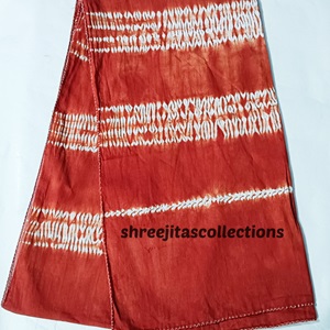 red-brown tie dye shibori cotton scarf 03