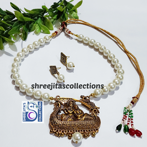 Pearl Golden Deity Handmade necklace Set