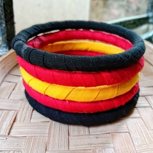 Cotton Multicoloured Fabric Bangles 2*6 Size