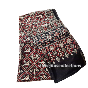 Ajrakh Block Printed Mashru Silk Scarf 02