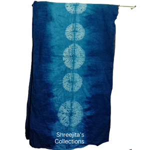 Cotton Scarf Shibori Tie Dyed With Indigo For Her