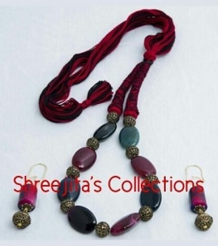 multicolour gemstone handmade necklace set for women
